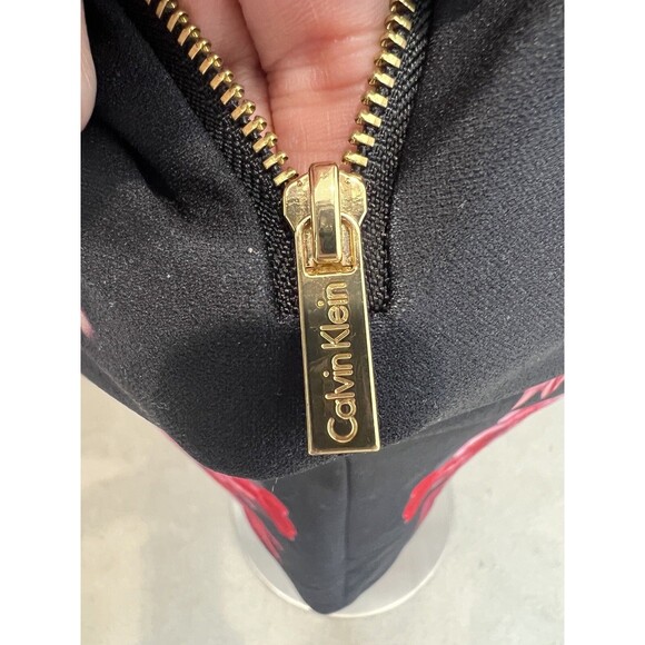 Calvin Klein womens Red Floral Black Bell Sleeve knee length Sheath Dress size 4 - Picture 8 of 11